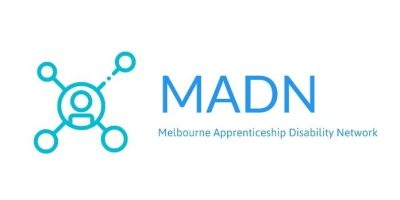 MADN Melbourne Apprenticeship Disability Network and blue network graphic