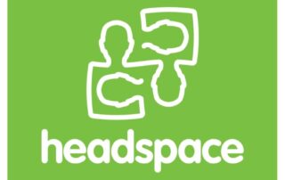 headscpace logo, green background and image of puzzle pieces shapes like human heads